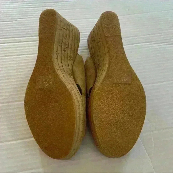 A. GIANNETTI SUEDE SANDALS Cork Wedge Size 8 - Picture 3 of 4